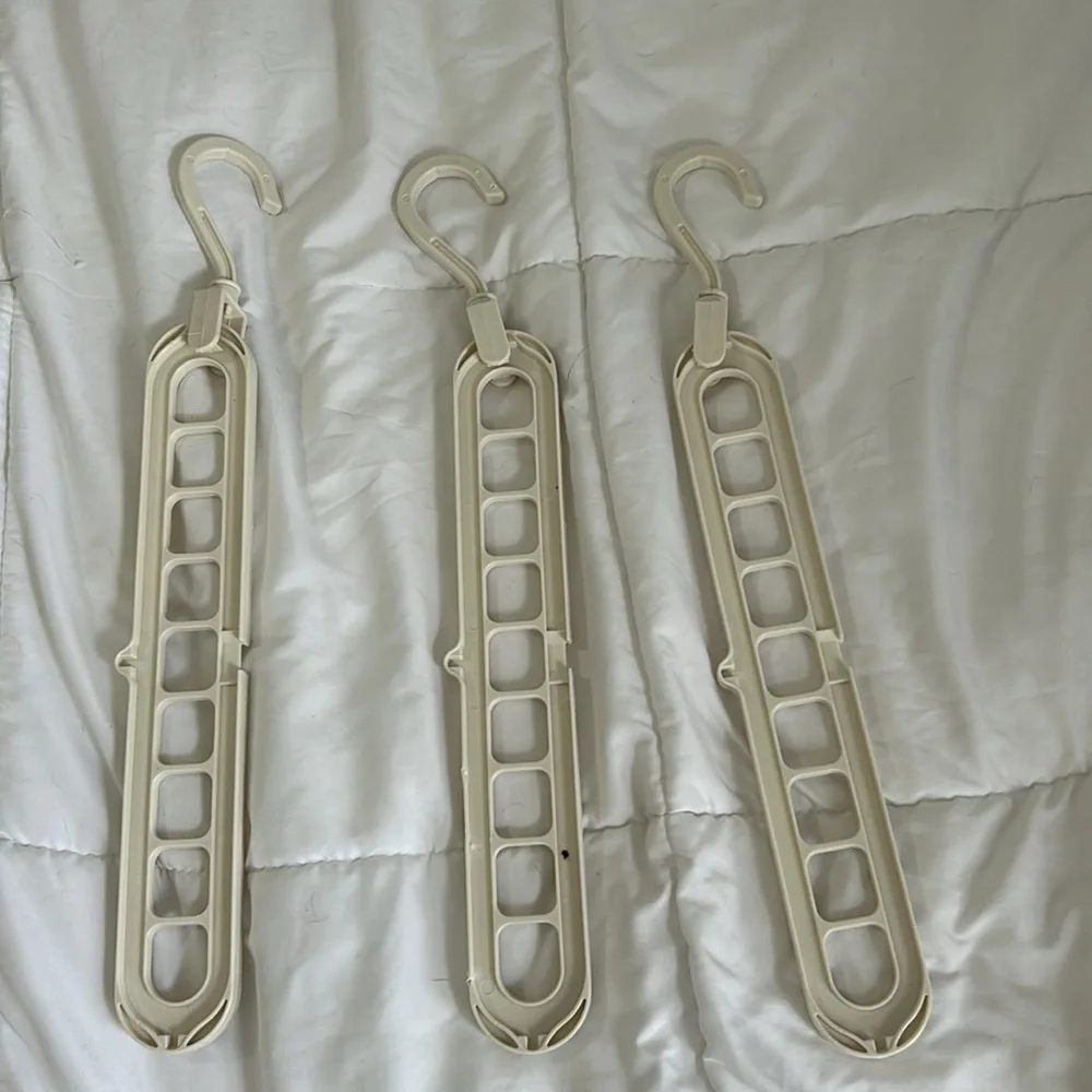 Space Saving Clothing Hanger Racks 9 ports Set of 3 white